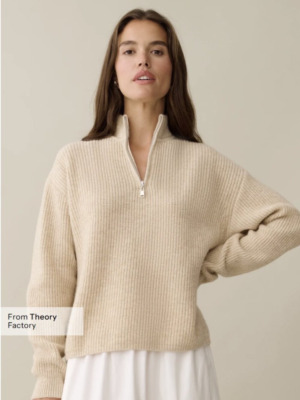 NWT Caara Camilla 100% Wool Quarter Zip Sweater in Sand - XL